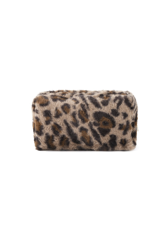 Soft leopard makeup bag